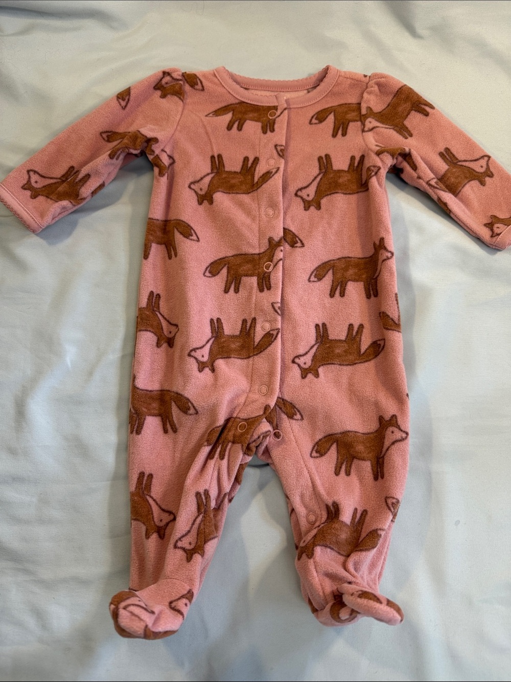 child of mine NWOT Pink Fox Fleece Footed One-Piece